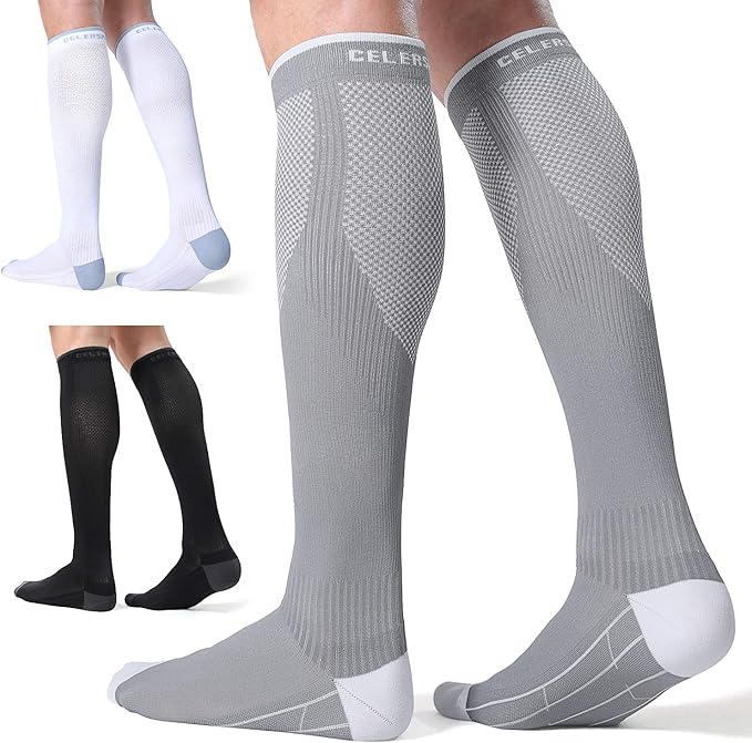 CelerSport 3 Pairs Compression Socks for Men and Women 2030 mmHg