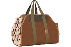 1MORE Firewood Carrier - Wood Carrier for Firewood,Log Carrier for Firewood Tote Bag, 40"X19" Canvas Firewood Carrier, Water Resistant Log Tote Wood Carrying Bag With Handles,Fireplace Tools.Rust