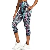 Tuspryt Capri Pants for Women,Leggings for Women Tummy Control,Yoga Pants with Pockets Running Fitness Gym Tights