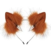 SMILETERNITY Animal Wolf Fox Ears Headband Cute Furry Faux Fur Handmade Hair Hoop for Cosplay Party Halloween