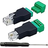 AAOTOKK RJ11 Screw Terminal RJ11 4P 4C Male to 4Pin Female Bolt Screw Type terminals Plug for Telephone,CCTV Wiring Coupler (