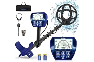 OMMO Metal Detector for Adults, Analog Pointer Metal Detector with LCD Screen 10'' Waterproof Coil Adjustable Buckle, All Metal&Disc&Pinpoint Mode, for Detecting Gold Coin Treasure Explore