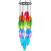 18'' Stained Glass Leaves Wind Chimes for Outside Unique Rainbow Leaves Forest Windchimes Outdoor Decoration Garden Decor