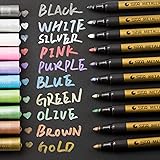 STA Metallic Color Pen, set of 10 assorted colours of metallic pen markers for card making, DIY, photo album, suitable for surfaces such as paper, glass, plastic, ceramics, etc.