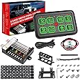 Muto-Beam 8 Gang Switch Panel, Automatic Dimmable LED Touch Control Panel Button Switch Pod Universal Touch Panel with Harness and Label Stickers for Truck ATV UTV RZR Boat Marine Van SUV