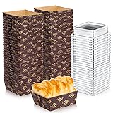 Baderke 100 Pcs Paper Loaf Pan Disposable Square