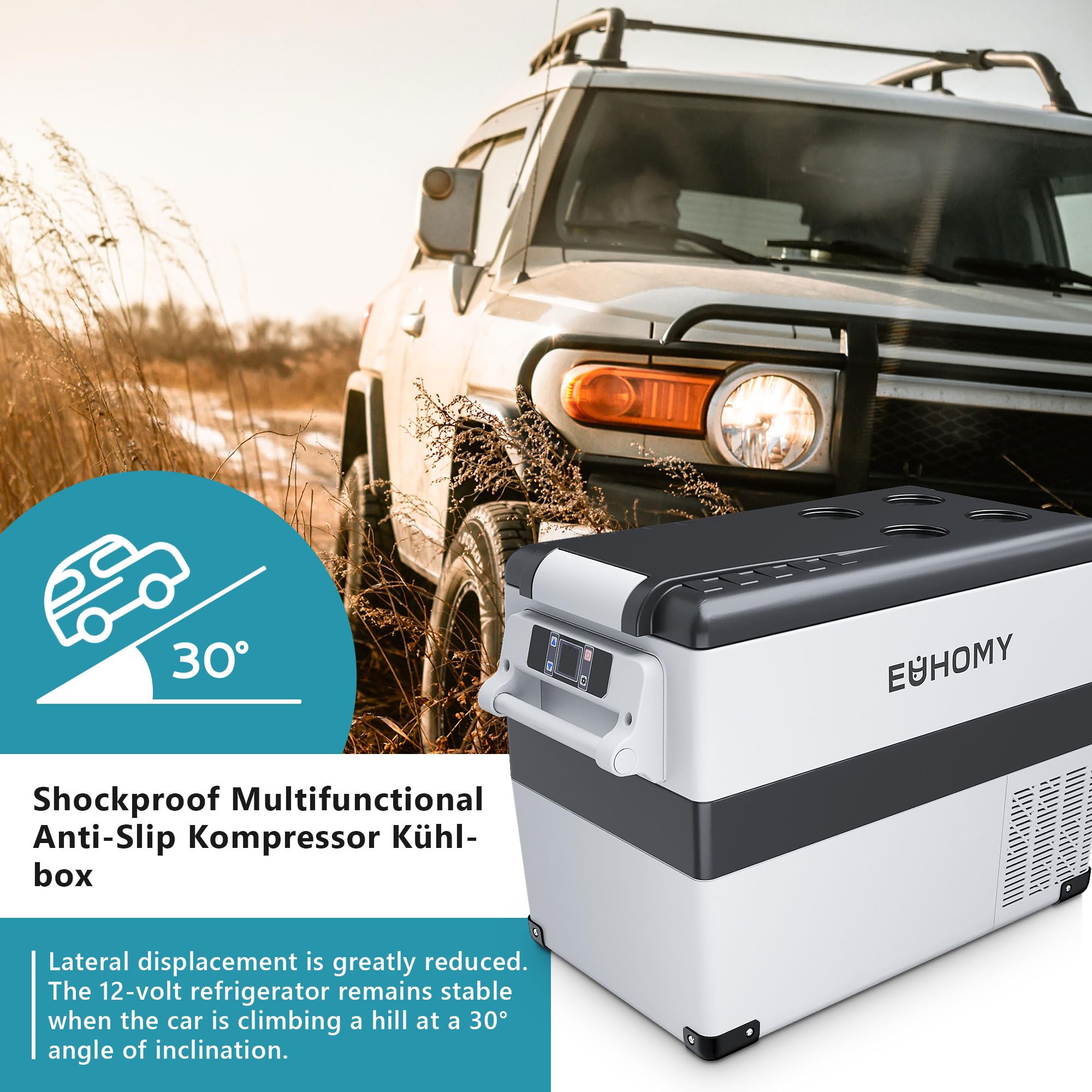 EUHOMY 12V Kompressor Kühlbox 40L, Kühlbox Auto Kompressor mit APP Gesteuert, 12V/240V Kühlschrank -20 ℃ bis 20 ℃, tragbarer Kühlschrank für Camping, Reisen, Lastkraftwagen 7
