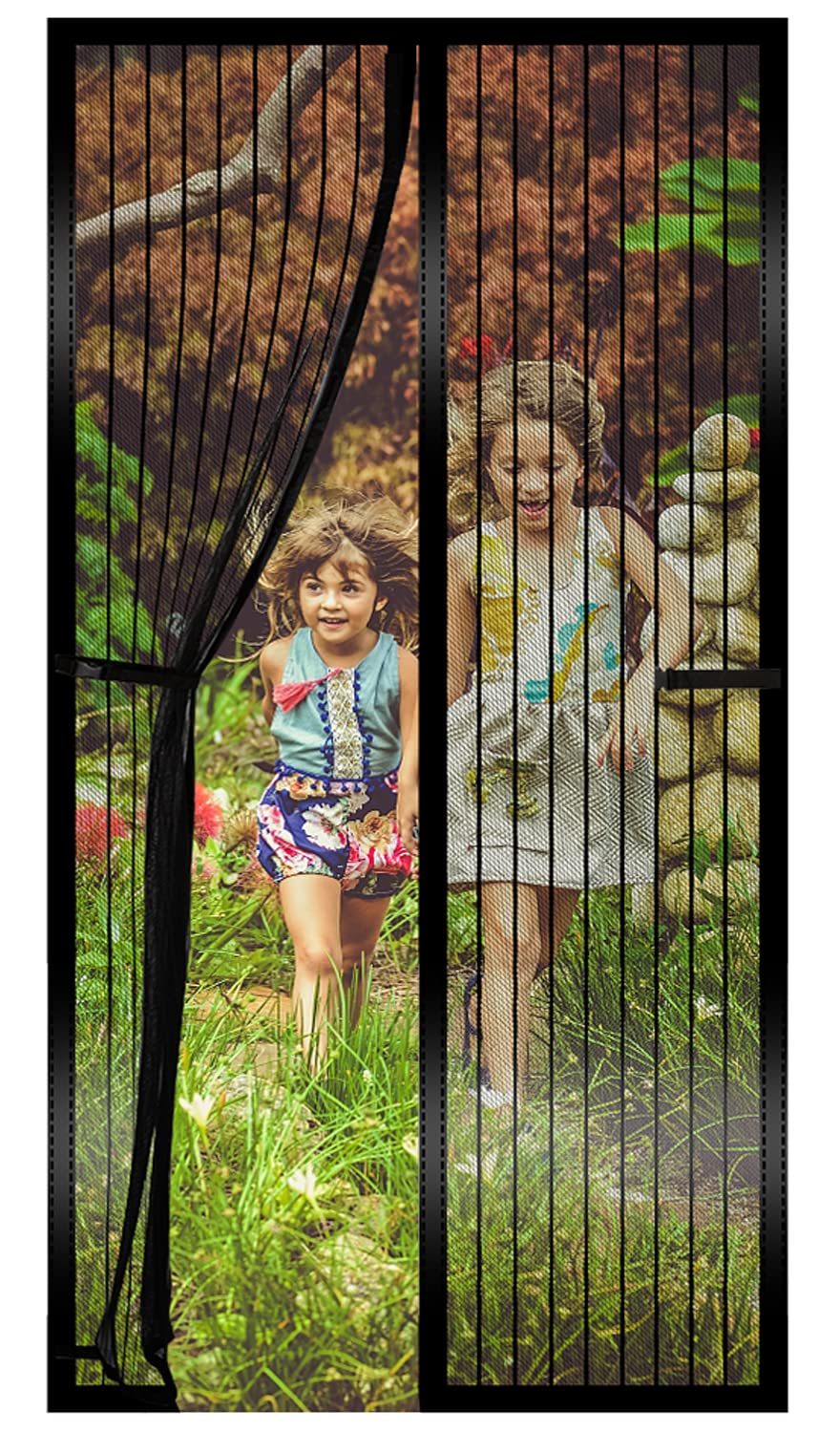 Magnetic Fly Screen Door 90 * 210cm, Heavy Duty Bug Mesh Curtain with Powerful Magnets,Keep Bugs Out Lets Fresh Air in