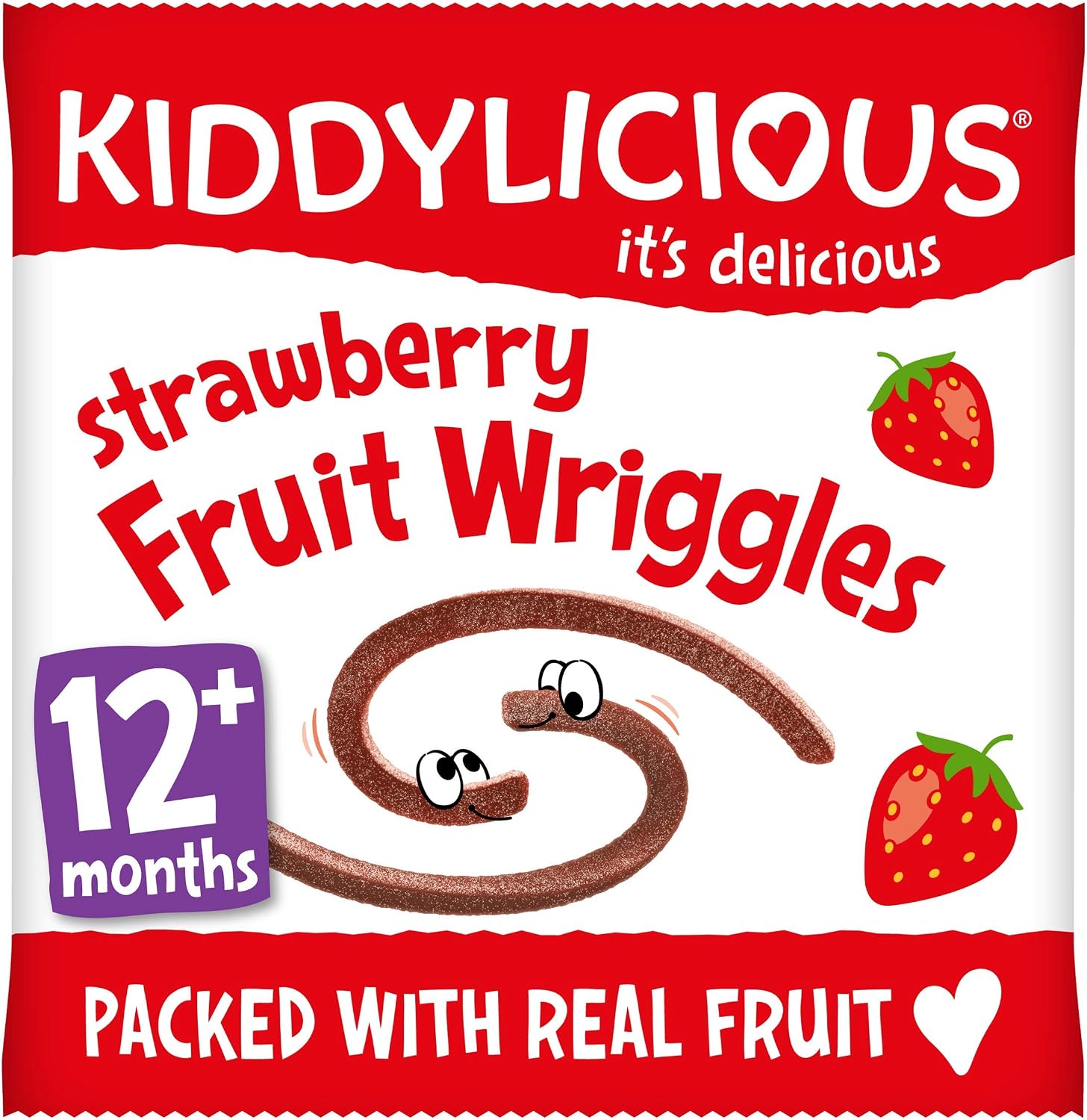 Kiddylicious Strawberry Wriggles - Delicious Real Fruit Treat for Kids - Suitable for 12+ Months - 18 Packs - Image 3