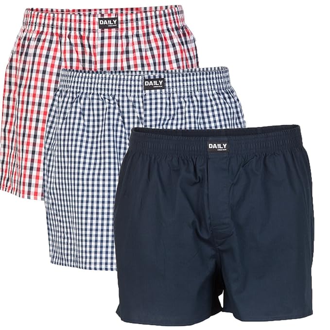 DA!LY UNDERWEAR Herren Webboxer Boxershorts 3er Pack
