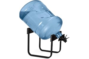 Brio Stainless Steel 3-5 Gallon Water Jug Stand and 2 Dispenser Valves, Rust-Resistant Non Slip Water Stand with BPA Free Fast Flow Water Spout Fits BOTH 48mm and 55mm Bottles 2 CAPS INCLUDED (Black)