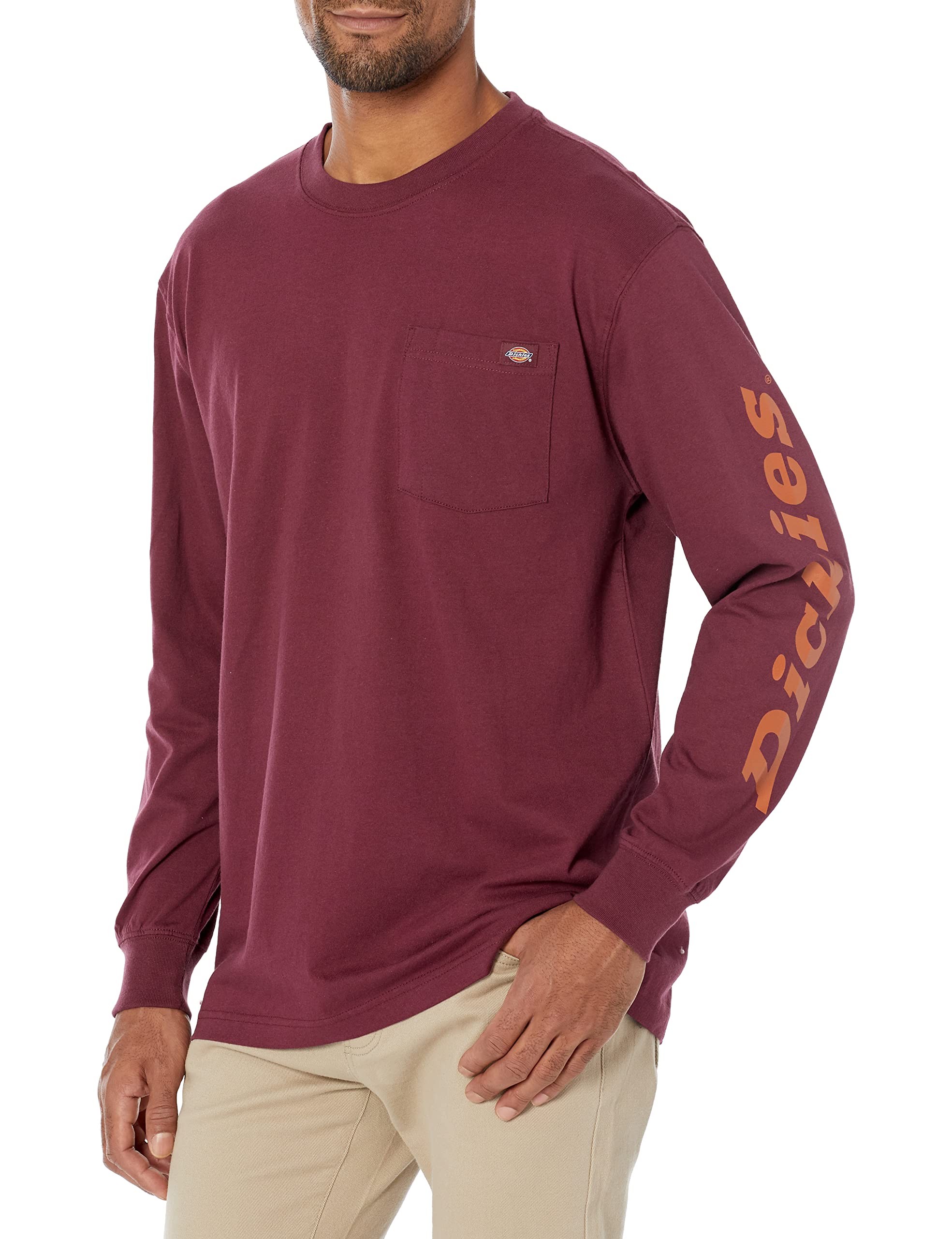 Dickies Long Sleeve Wordmark Graphic T-Shirt, Burgundy, XL