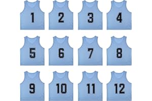 RE-HUO Set of 12 Numbered (1-12) Soccer Vests/Sport Pinnies/Training Bibs with Free Carry Bag