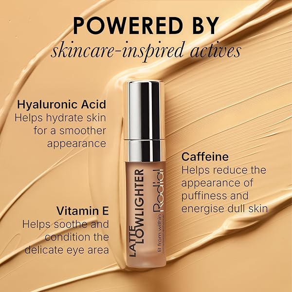 RODIAL LATTE LOWLIGHTER 0.1 FL OZ – HYDRATING LIQUID UNDER EYE BRIGHTENER & COLOR CORRECTOR WITH HYALURONIC ACID, VITAMIN E & CAFFEINE FOR NATURAL RADIANCE