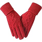 Tavaleu Womens Winter Gloves - Gloves for Women Cold Weather, Warm Touch Screen Fleece Lined Glove, Elastic Cuff Knit Glove