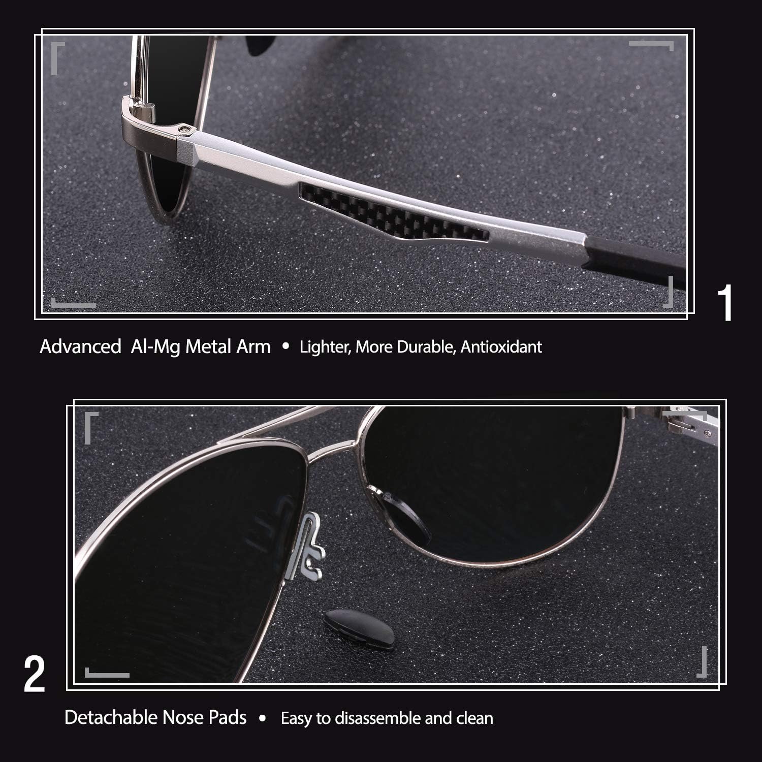 GQUEEN Polarized Pilot Driving Sunglasses Mirrored with Premium Alloy