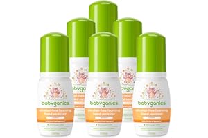 Babyganics Foaming Pump Hand Sanitizer, Alcohol Free, Travel Size, Mandarin, Kills 99.9% of Common Bacteria, Moisturizing, 1.69 Fl Oz (Pack of 6)