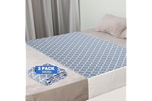 OUTCREATOR® Saddle Style Bed Pad with Tuck-in Sides,2PCS Absorbent Waterproof Washable Reusable Incontinence Underpad,Premium Quilted Tuckable Mattress Protector for Adult, Toddler,Pet(34"X39",Gray)