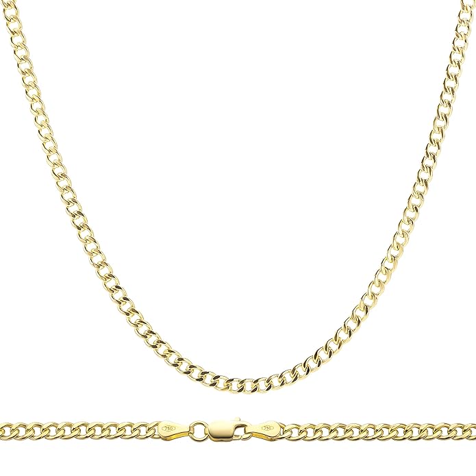 18 Karat / 750 Panzerkette Gelbgold Unisex - Breite 3 mm - Länge wählbar