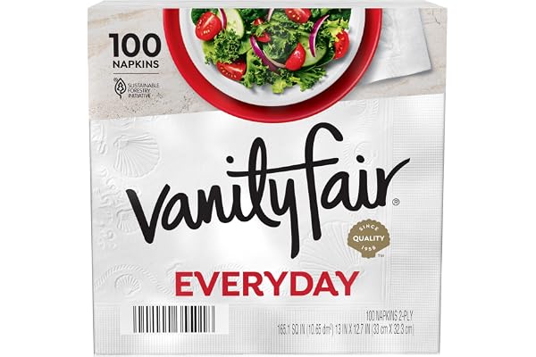 Vanity Fair Everyday Paper Napkins, 100 Count, Disposable Napkins Made Soft And Smooth For Everyday Meals