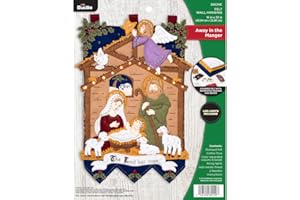 Bucilla 89220E Felt Applique Christmas Wall Hanging Kit, 16" x 22", Away in The Manger