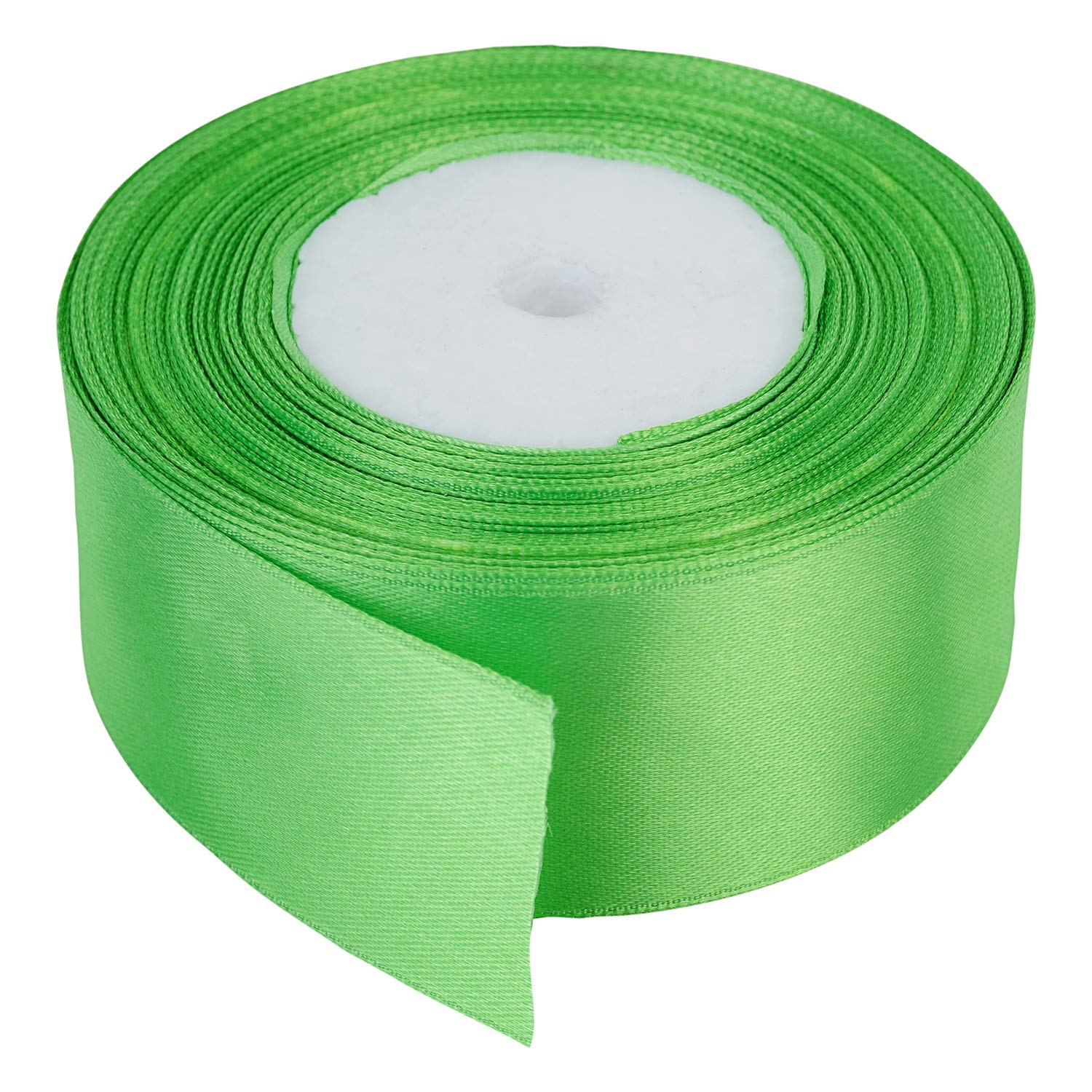 Trimming Shop 40mm Double Sided Satin Ribbon 25 Metres Roll - 100% Polyester Craft Ribbon for Gift Wrapping, Bow Making, Sewing, Wedding Decoration, Hair Accessories & DIY Crafts, Green