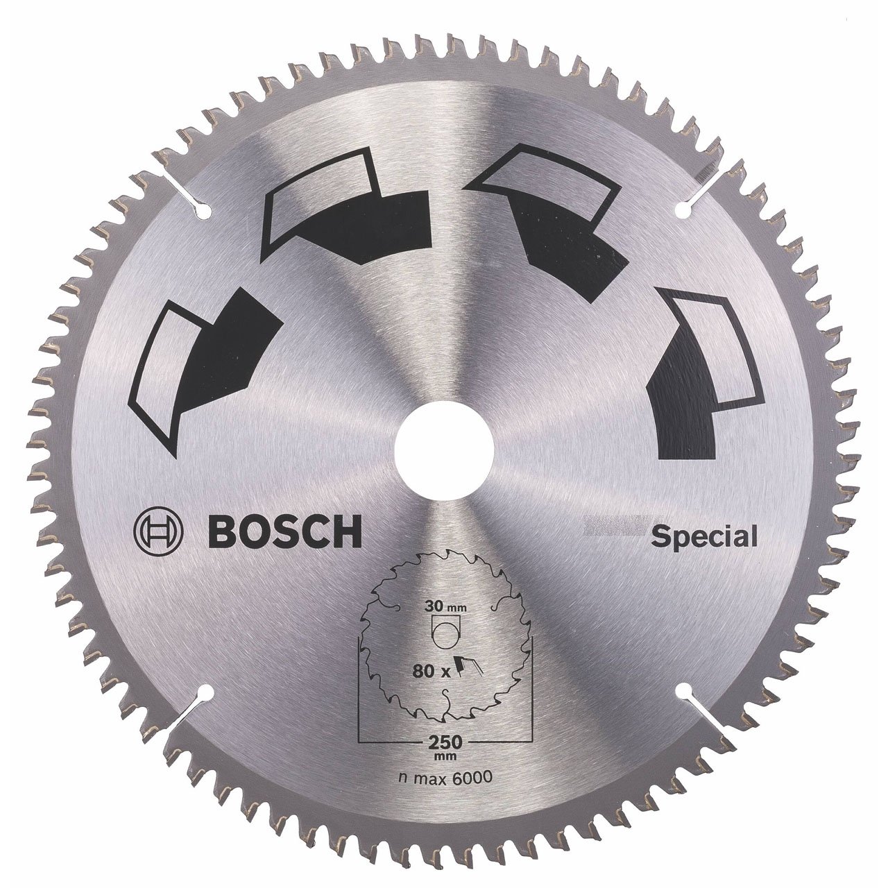Bosch 1x Circular Saw Blade Special (for Wood, Non-Ferrous Metals, Plastic, Ø 250 x 3.2/2.5 x 30 mm, 80 Teeth, FT , Accessories for Circular Saws)