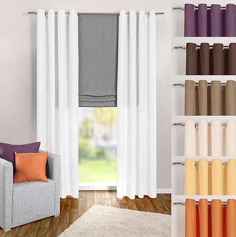Amazon De Heimtexland Osenschal Vorhang In Weiss Uni Blickdicht Aber Lichtdurchlassig Hxb 245x140