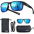 QOOL TIMES rectangle Polarized fishing Sunglasses for Men Women, Running Hunting Golfing Cycling Hiking Outdoors