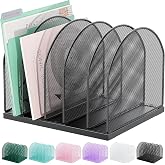gianotter Desktop File Organizer with 5 Compartments | Desk Organizer Paper Organizer for Desk Workspace Organizers for Office Supplies (Black)