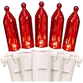 612 Vermont 100 Red LED Christmas Lights on White Wire, UL Approved for Indoor and Outdoor Use, Lighted Length 18.5 Feet, Total Length 20.8 Feet, Connect Up to 27 Sets End to End