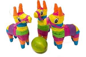 Podzly Mini Donkey Pinatas - 3-Pack for Cinco de Mayo, Fiestas, and Mexican-themed Events. Colorful Decorations for Birthdays, Graduations, Easter, and More! Fiesta Fun in Compact Size