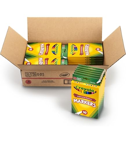 Caja De Marcadores Lavables De Punta Gruesa, 10 Colores, No Tóxicos