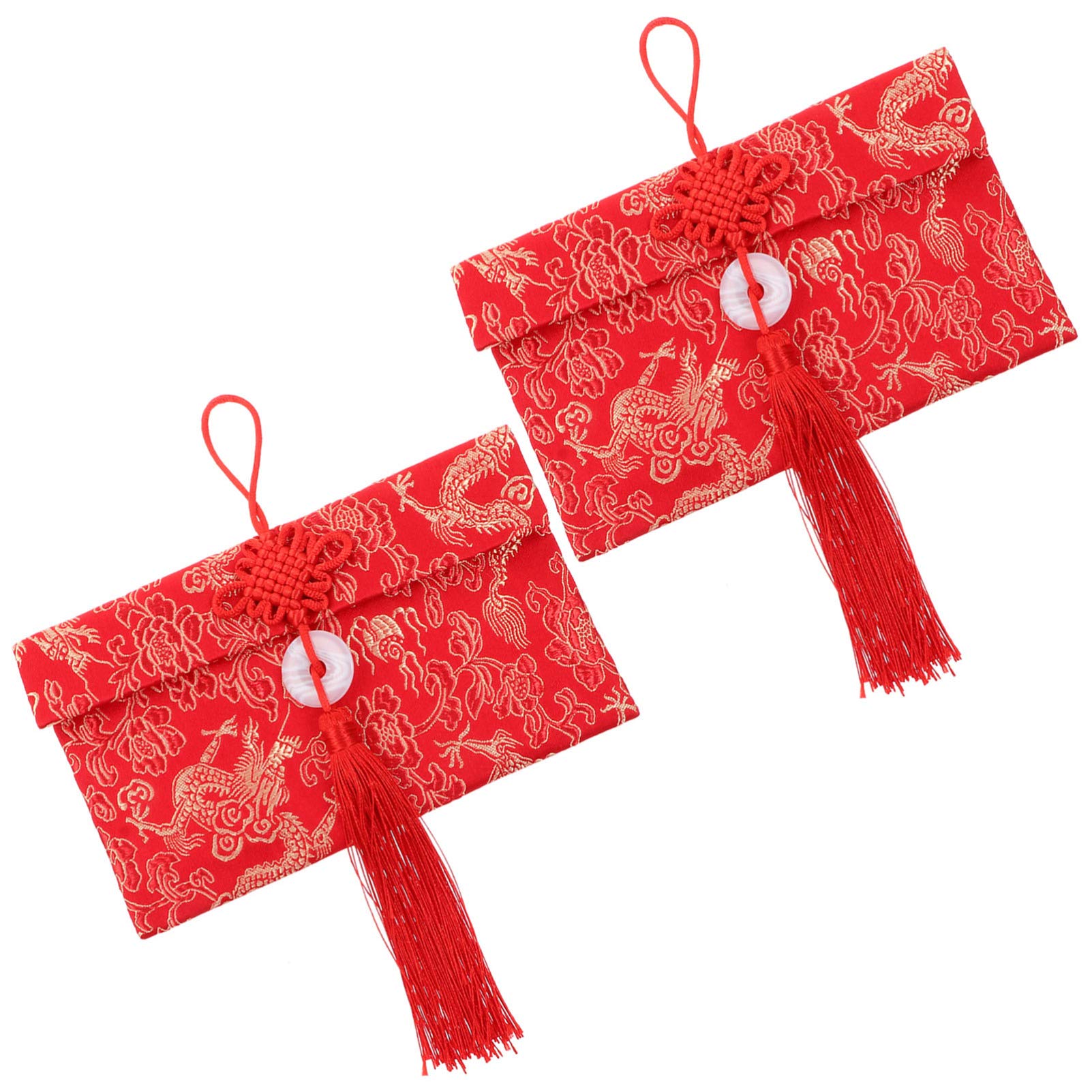 TOYANDONA 2 Pcs Chinese New Year Red Envelopes Silk Envelopes Lucky Money Spring Festival Hongbao Red Packet for 2021 New Year Wedding