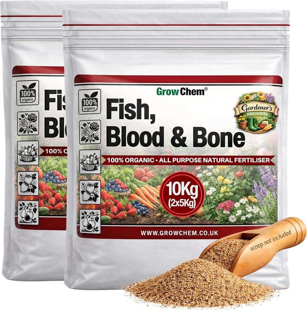 Grow Chem Fish Blood & Bone Fertiliser 10Kg 2x5Kg Organic Plant & Lawn Food