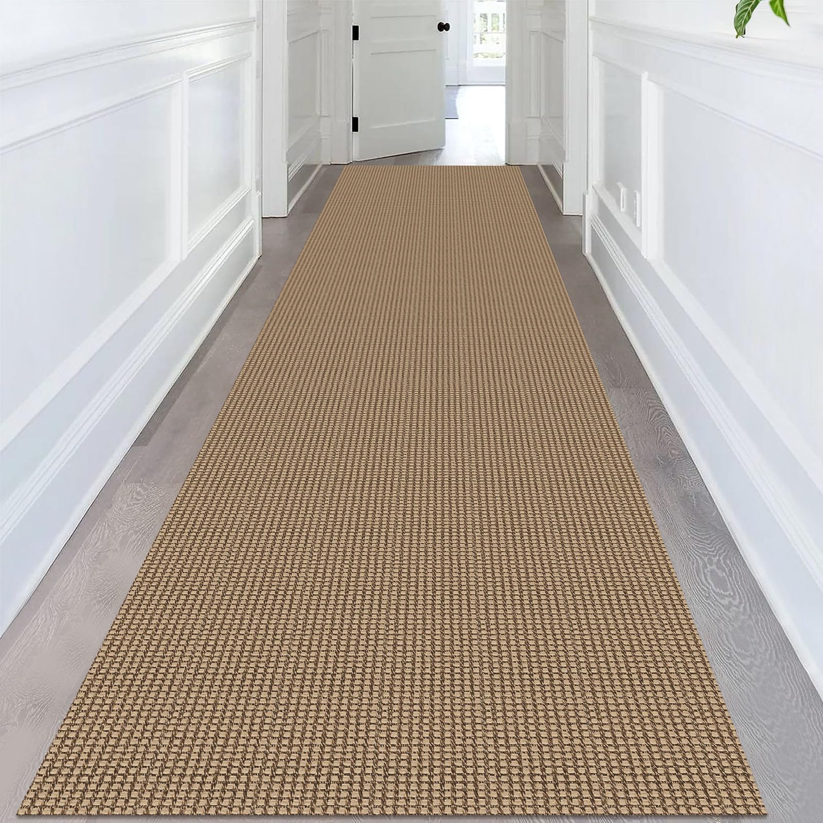 Photo 1 of KOZYFLY Extra Long Runners for Hallways 3x14 ft Washable Kitchen Runner Non Slip Rubber Backed Hallway Rug Cotton Entryway Runner Rug Floor Carpet for Indoor Hall, Kitchen, Stair, Tan/Orange/Brown