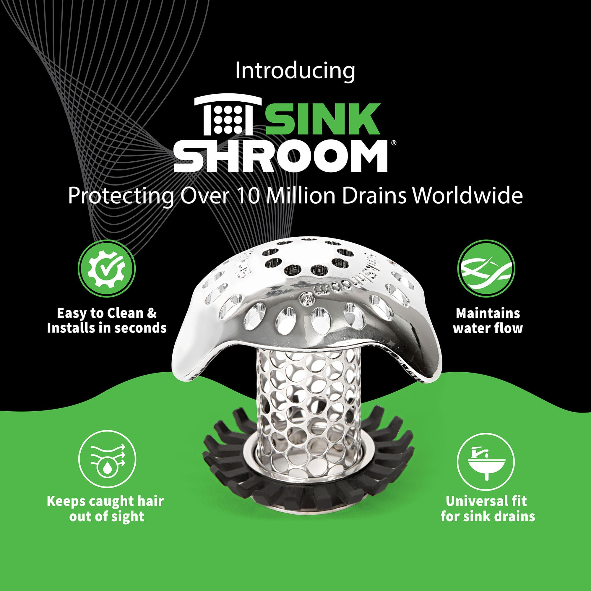 SinkShroom Ultra Revolutionary Bathroom Sink Drain Protector, Stainless Steel