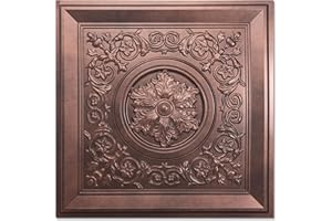 WOWSTAR 12-Pack 24"x24" 3D Drop Ceiling Tiles, Waterproof Glue up Ceiling Panels, Antique Copper