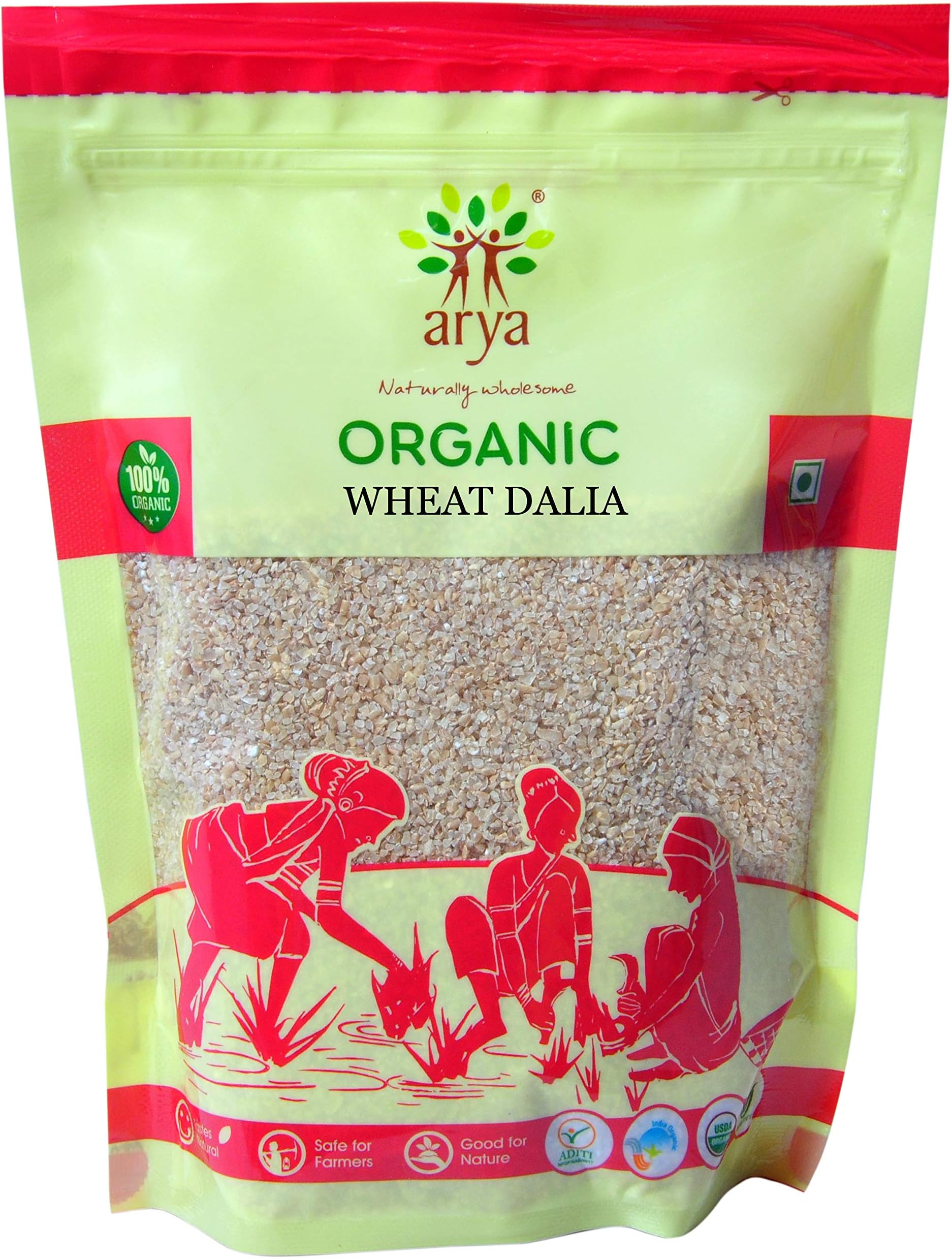 Arya Farm Organic Wheat Dalia/Broken Wheat 500 GM (17.63 OZ)