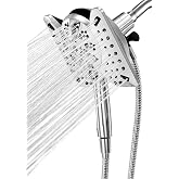 Shower Head with Handheld High Pressure, Rain Shower Head with Fixed Showerhead and 9 Sprays Handheld Shower, Detachable 2-IN-1 Shower head with 59" Rotatable Stainless Steel Hose (Chrome)