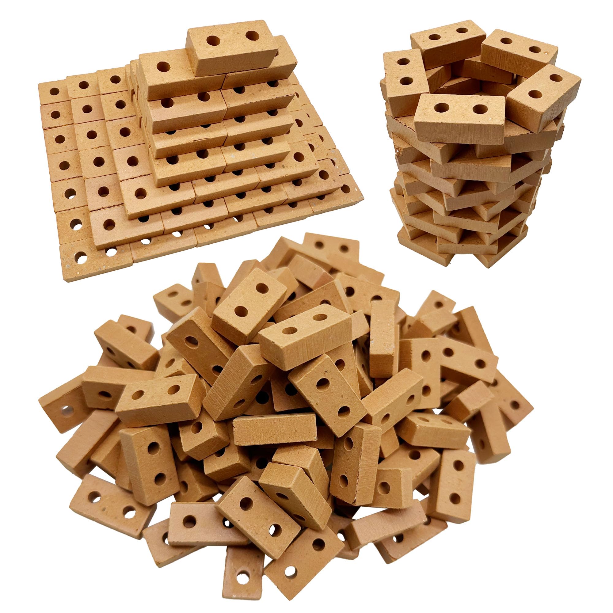 Woohome 300 PCS Mini Bricks Tiny Bricks for Landscaping Miniature Bricks Small Bricks for Crafts Realistic Fake Bricks Mini Blocks for Dollhouse Mini Garden Accessories (2 Holes Mini Bricks Red)