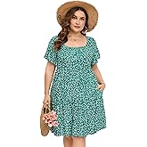 ShopWonder Womens Plus Size Casual Dress Wrap Dress Swing Dresses Plus Size a Line Party Mini Dress
