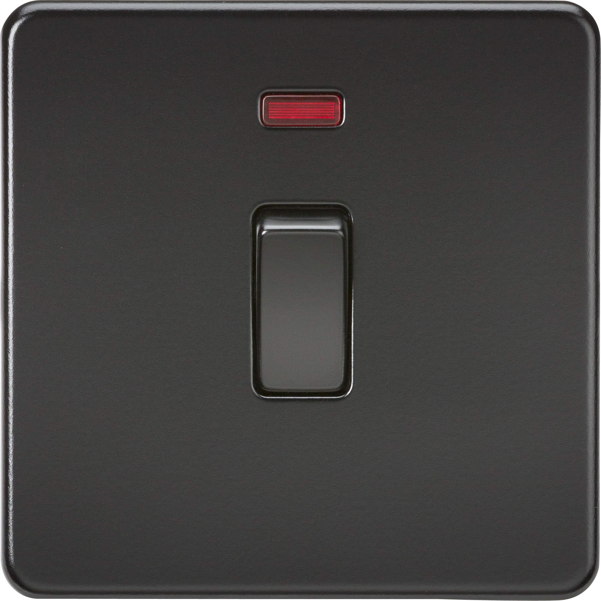Knightsbridge SF8341NMBB Screwless 20A 1G DP Switch with Neon, 230 V, Matt Black