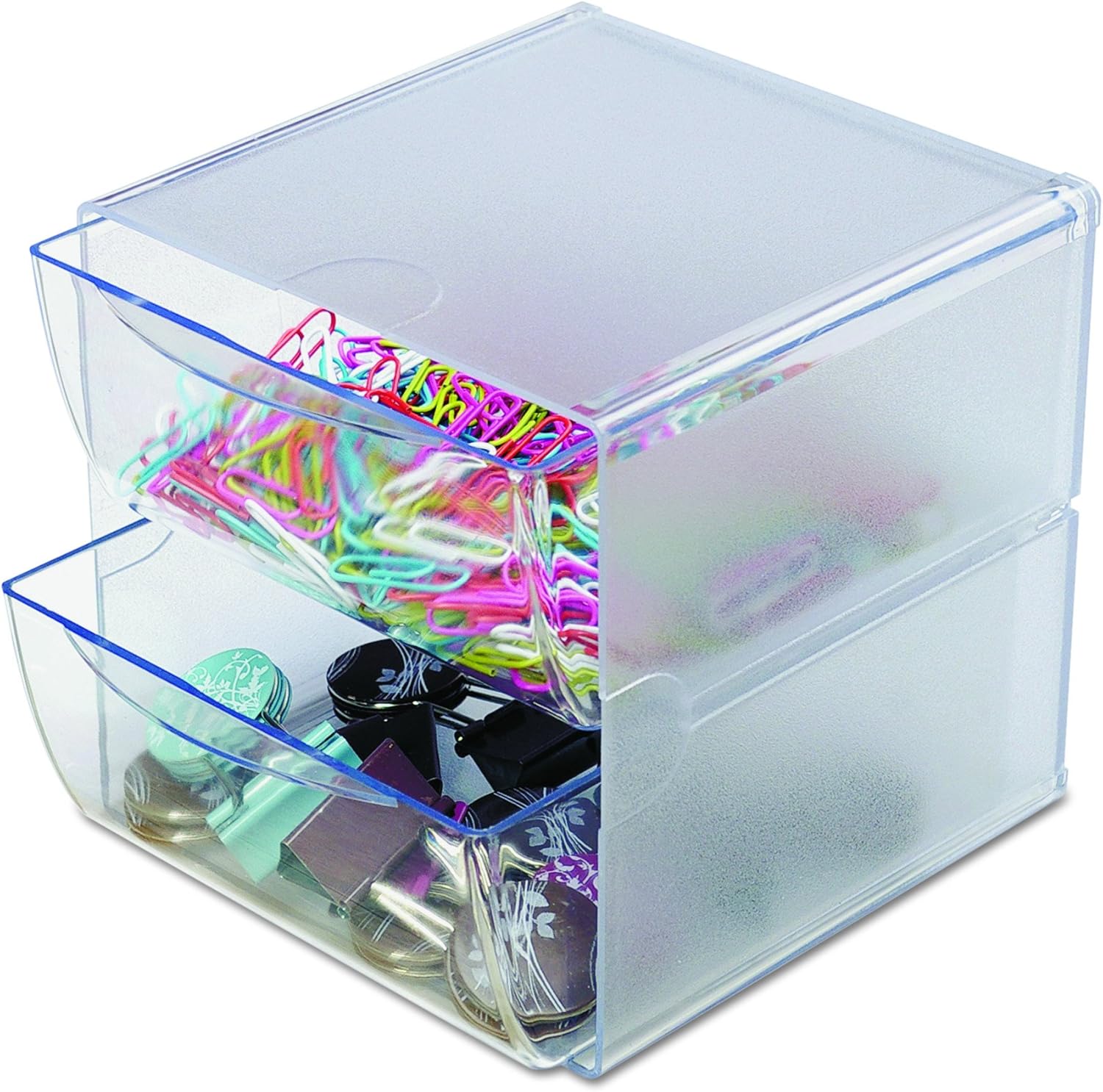 Deflect O 350101 Two Drawer Cube Organizer Clear Plastic 6 By 6