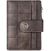 BOSTANTEN Small Wallet for Women Leather RFID Blocking Card Holder Bifold Compact Wallets With Zipper Coin Pocket Coffee