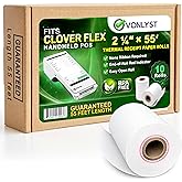 Vonlyst Clover Flex Paper Rolls 2 1/4" x 55&rsquo; Thermal Receipt Paper &ndash; 10 Rolls Pack - BPA Free POS Printer &amp; Credit Card Machine Compatible C400 C401 C403 C405 C406