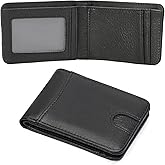 LOUEBICA Genuine Leather Wallet for Men RFID Blocking Bifold Slim Minimalist with Front Pocket Wallets Men Gift