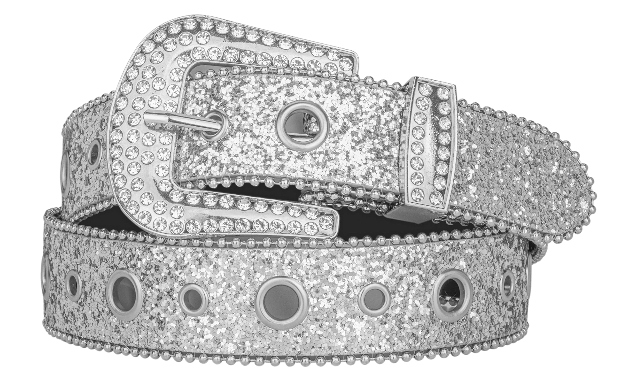 Photo 1 of KorhLeoh Rhinestone Belt for Women Men - Sequin Diamond Western Cowgirl Belts - Bling Studded Belts for Jeans Pants