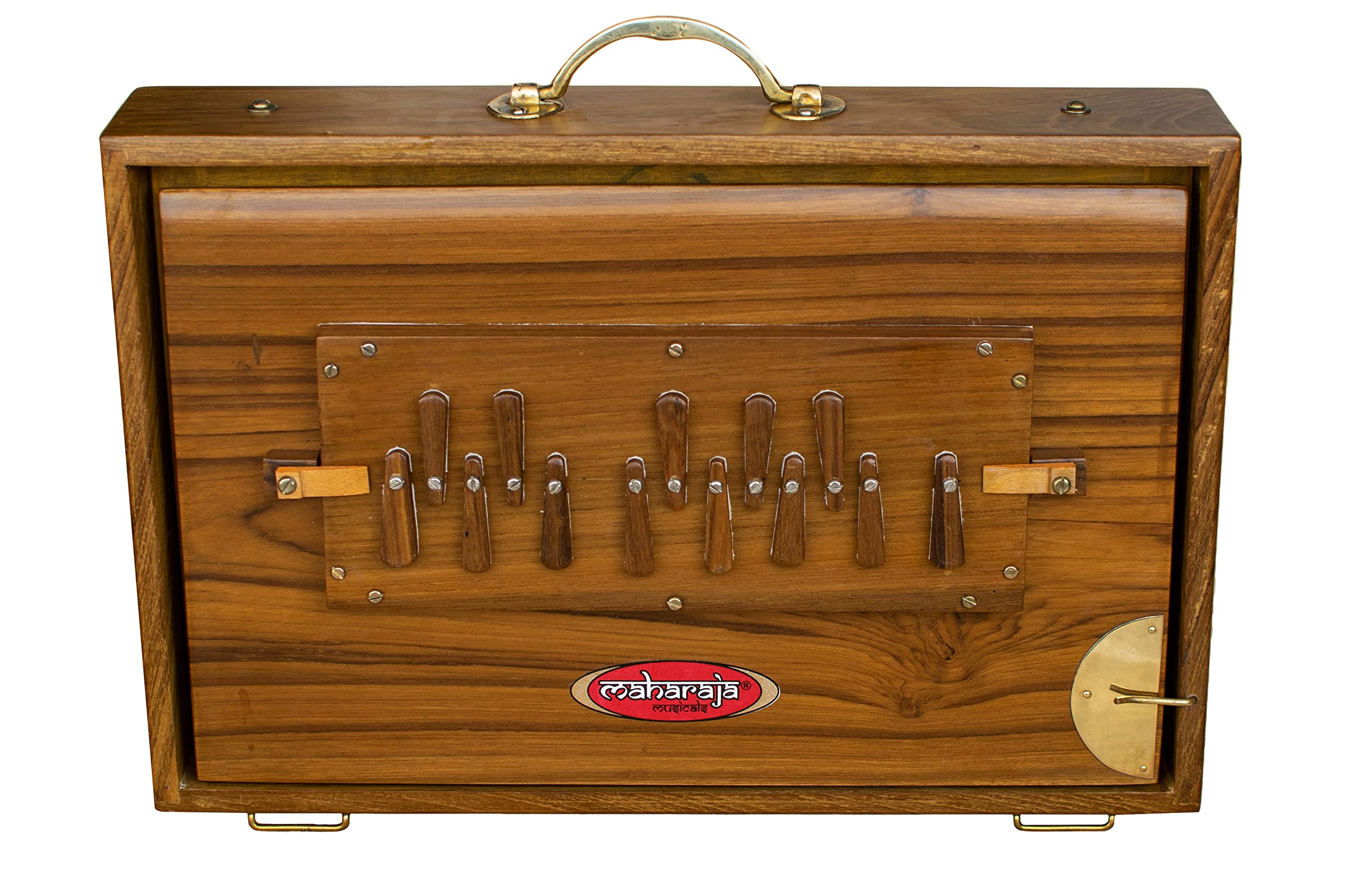 Photo 1 of Shruti Box, Maharaja Premium, Teak Wood, Brass, 15x10x3 Inch, Bag, In USA, C-to-C, Tuned 440, Surpeti Instrument. Best for Yoga, Kirtan, Vocal SB-M
