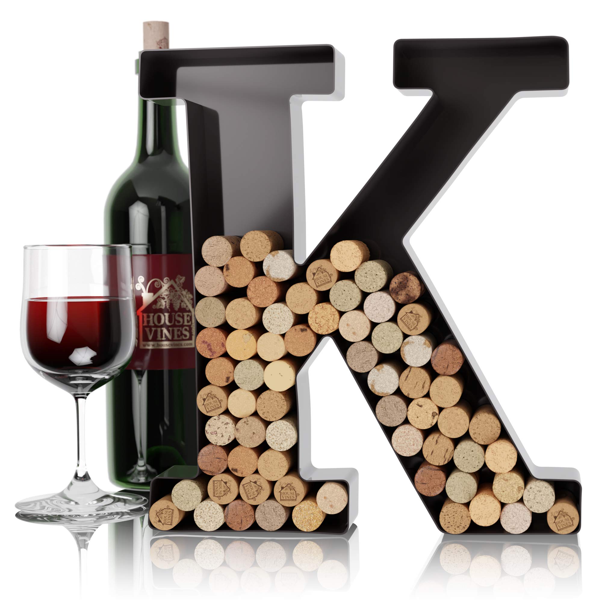 Wine Letter Cork Holder Art Wall Décor ~ Metal Letter Wine Cork Holder Monogram ~ Individual Wine Letter Cork Holders A Thru Z ~ Gifts for Wine Lovers ~ by HouseVines (K)